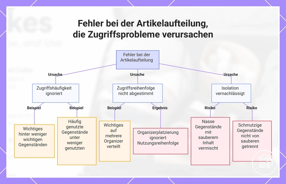Gegenstandstrennung und Zugriffsprobleme bei Gepäck-Organizern