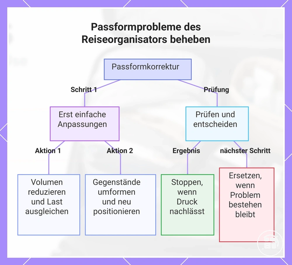 Systematische Korrektur von Passformproblemen bei Gepäck-Organizern
