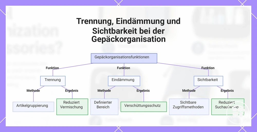 Trennung, Aufbewahrung und Sichtbarkeit bei der Gepäckorganisation