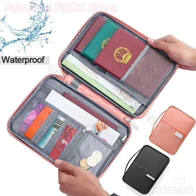 Waterproof passport holder bag for family travel documents