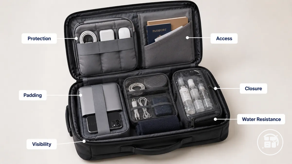 travel organization accessories arranged to support protection and easy access during travel