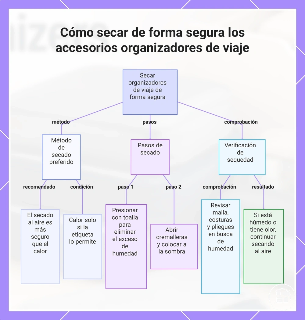 Cómo secar de forma segura los accesorios para organizar el equipaje