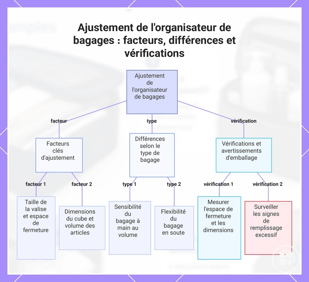 Ajustement des organiseurs dans les bagages : facteurs, différences et vérifications