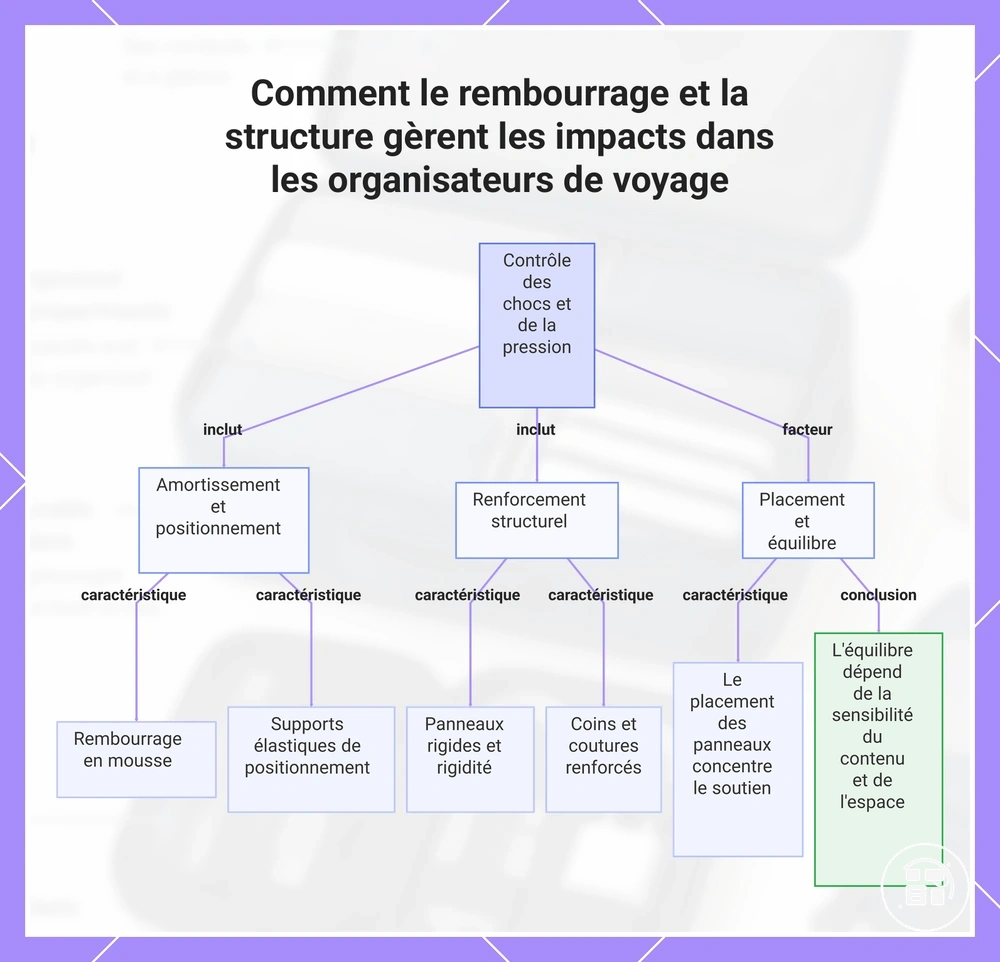 Comment le rembourrage et la structure gèrent les impacts dans les organiseurs de voyage