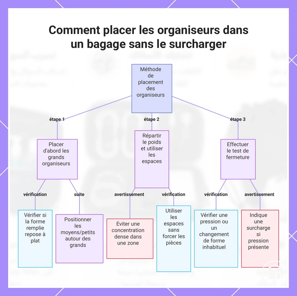 Placement des organisateurs dans un bagage sans surcharge