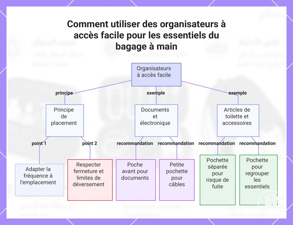 Organisateurs à accès facile pour les essentiels du bagage cabine