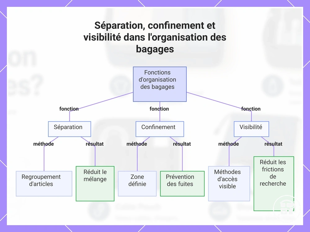 Séparation, maintien et visibilité dans l’organisation des bagages