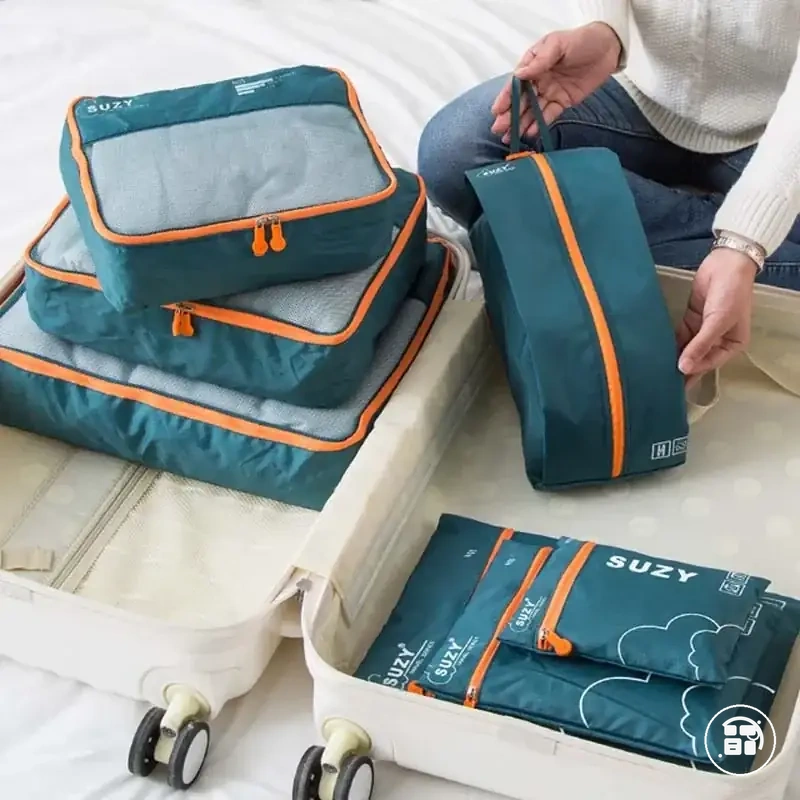 Conjunto de bolsas organizadoras para roupas sapatos e mala