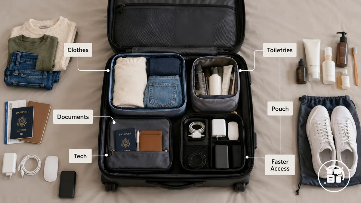 tipos de organizadores para pertences de viagem separados