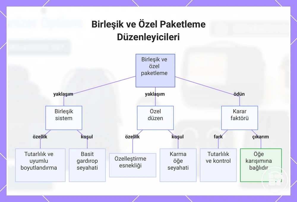 Birleşik paketleme sistemi ve özel düzenleyici düzeni