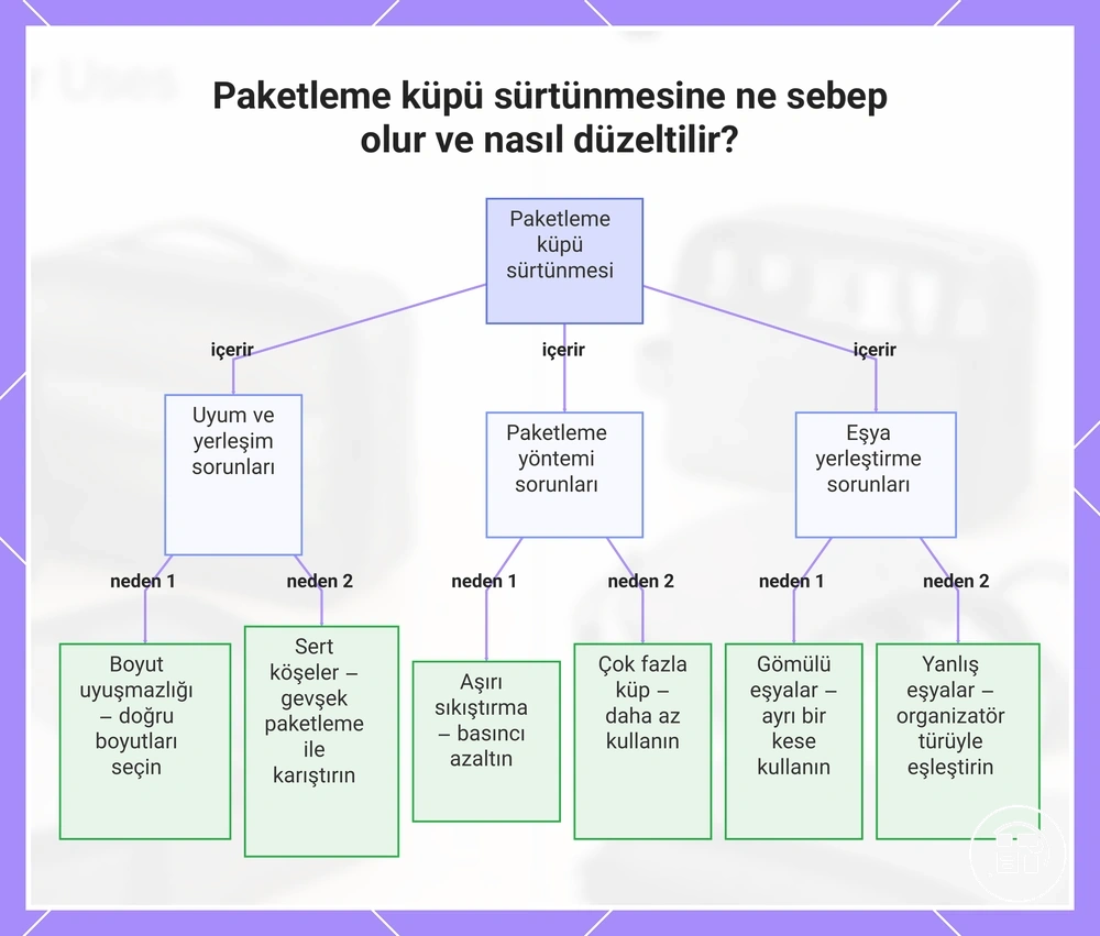 Paketleme küplerinde yer kaybı, aşırı sıkıştırma ve erişim sorunlarını düzeltme