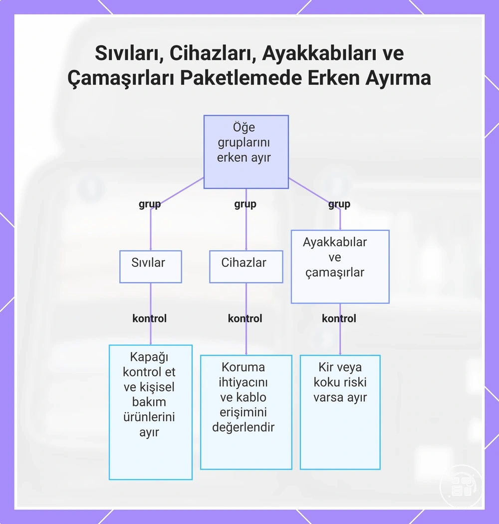 Paketlemede erken ayrılan sıvılar, cihazlar, ayakkabılar ve çamaşırlar