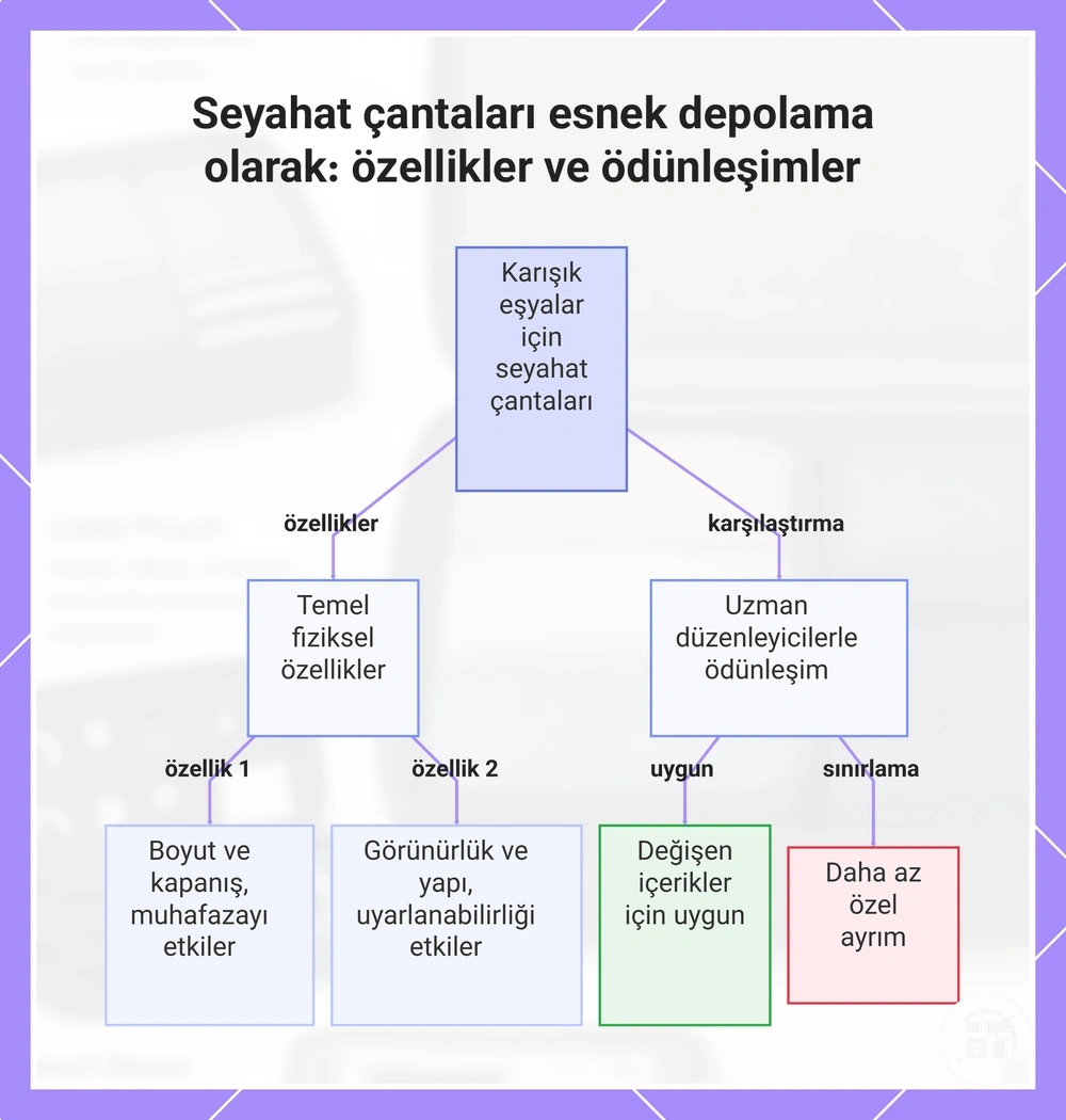 Seyahat keseleri esnek depolama olarak: özellikler ve ödünleşimler