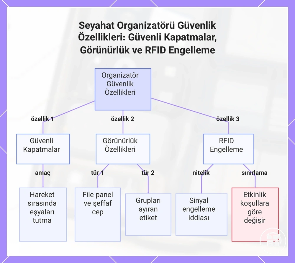 Seyahat Düzenleyicisi Güvenlik Özellikleri: Güvenli Kapatmalar, Görünürlük ve RFID Engelleme