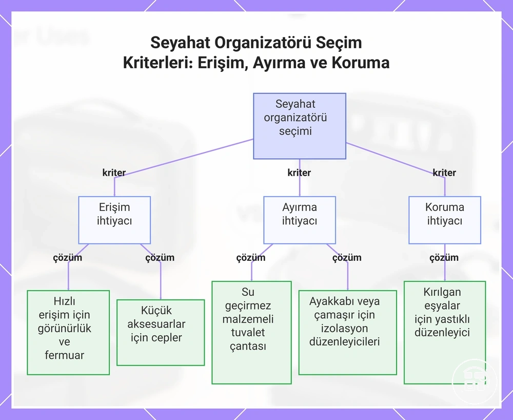 Erişim, ayırma ve koruma ihtiyacına göre seyahat düzenleyicisi seçimi